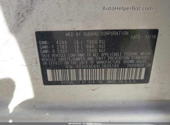 4S3GKAD68L3605190 2020 SUBARU IMPREZA Белый Вид подкапотного пространства