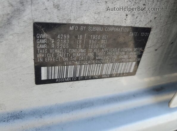 4S3GKAD69N3605315 2022 SUBARU IMPREZA Белый Вид подкапотного пространства