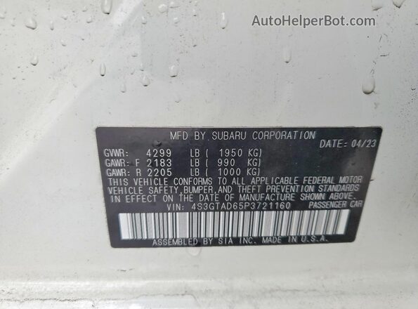 4S3GTAD65P3721160 2023 SUBARU IMPREZA Белый Вид подкапотного пространства