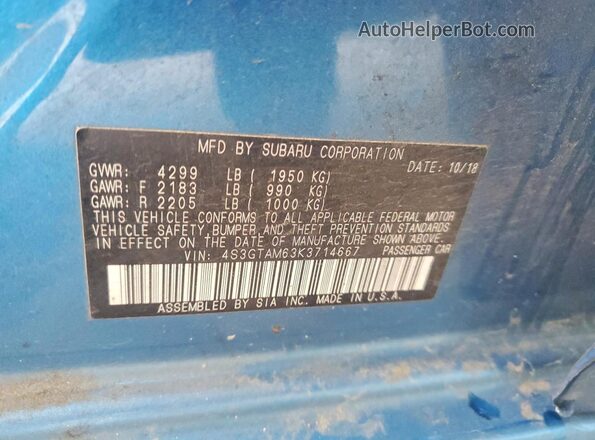 4S3GTAM63K3714667 2019 SUBARU IMPREZA Blue Widok komory silnika