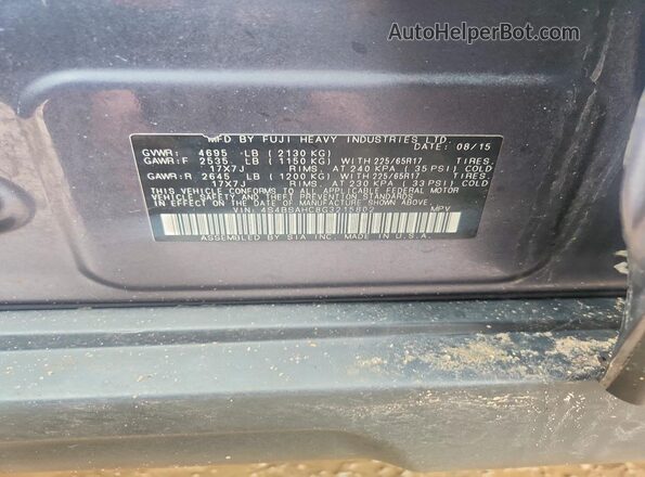 4S4BSAHC8G3215802 2016 SUBARU OUTBACK Синий Вид наклейки с VIN-кодом