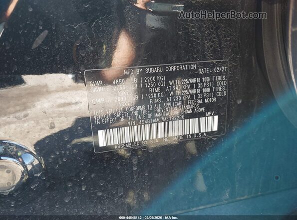 4S4BTAMC7M3192236 2021 SUBARU OUTBACK Черный Вид подкапотного пространства