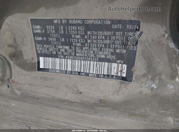 4S4BTGSD8R3265037 2024 SUBARU OUTBACK Зеленый Вид подкапотного пространства