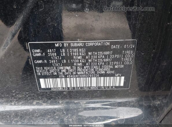 4S4GUHT69R3760226 2024 SUBARU CROSSTREK Черный Вид подкапотного пространства