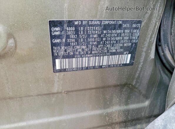4S4WMAED1P3455282 2023 SUBARU ASCENT Зеленый Вид наклейки с VIN-кодом