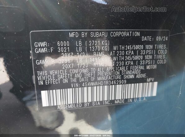 4S4WMAHD1R3462909 2024 SUBARU ASCENT Черный Вид подкапотного пространства
