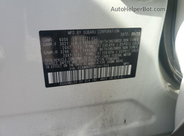 4S4WMAKD3P3441954 2023 SUBARU ASCENT Белый Панорамный вид салона 360°