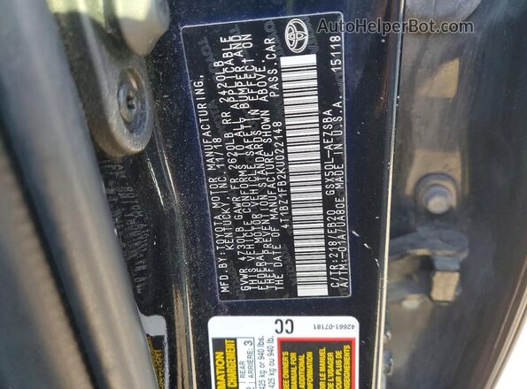 4T1BZ1FB2KU022148 2019 TOYOTA AVALON Черный Вид подкапотного пространства