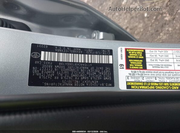 4T1DAACK8TU664198 2026 TOYOTA LE Gray Widok komory silnika