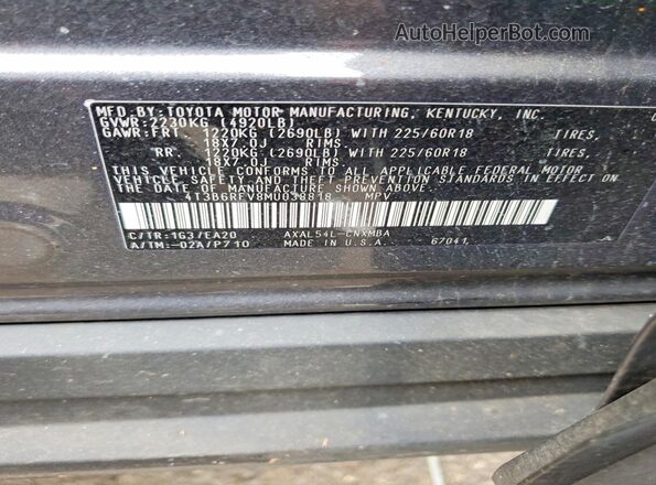 4T3B6RFV8MU038818 2021 TOYOTA RAV4 Black VIN կոդի պիտակի տեսք