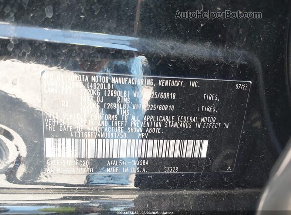 4T3T6RFV4NU091750 2022 TOYOTA RAV4 HYBRID Черный Вид подкапотного пространства