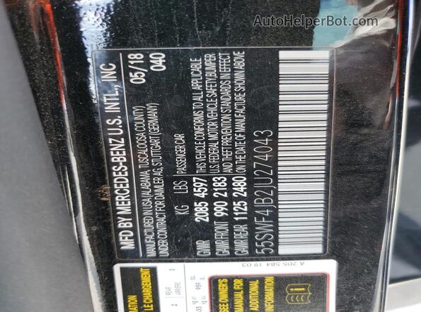55SWF4JB2JU274043 2018 MERCEDES-BENZ C Black Engine compartment view
