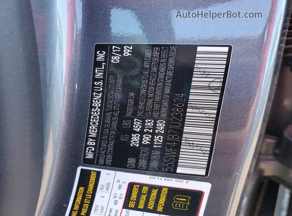 55SWF4JB7JU238624 2018 MERCEDES-BENZ C Gray Widok komory silnika