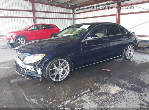 55SWF4JB9GU151042 2016 MERCEDES-BENZ C-CLASS Blue Առջևի ձախ երեք քառորդ տեսարան