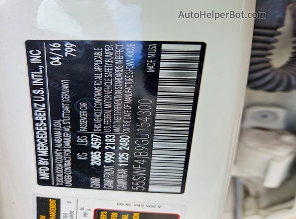 55SWF4JB9GU154300 2016 MERCEDES-BENZ C White Вид підкапотного простору