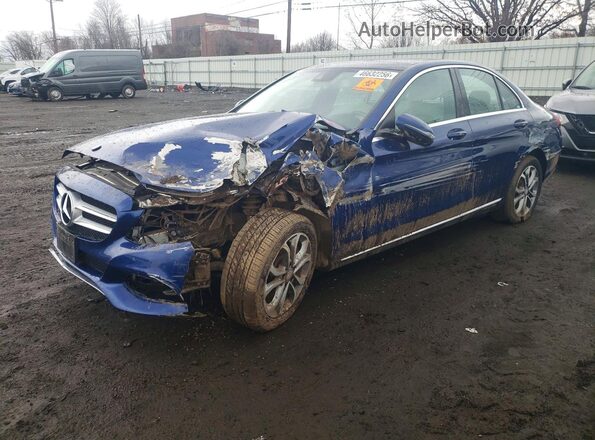 55SWF4KB2HU202137 2017 MERCEDES-BENZ C Blue Առջևի ձախ երեք քառորդ տեսարան