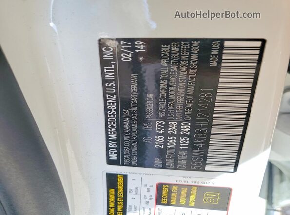 55SWF4KB3HU214281 2017 MERCEDES-BENZ C Белый Вид подкапотного пространства