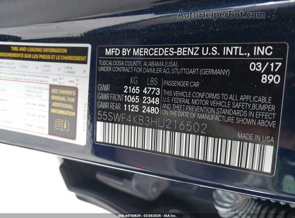 55SWF4KB3HU216502 2017 MERCEDES-BENZ C-CLASS Blue Вид підкапотного простору