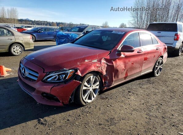 55SWF4KB6GU178780 2016 MERCEDES-BENZ C Red წინა მარცხენა ხედი სამი მეოთხედიდან