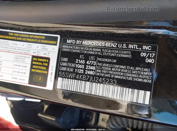 55SWF4KB7JU245233 2018 MERCEDES-BENZ C-CLASS Черный Вид подкапотного пространства