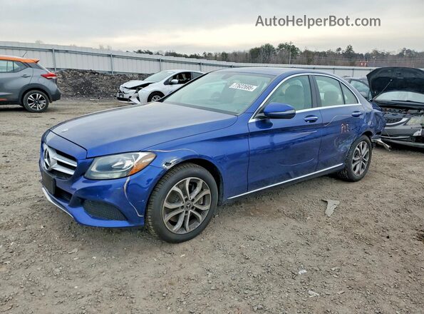 55SWF4KB7JU261416 2018 MERCEDES-BENZ C Синий Передняя левая четверть