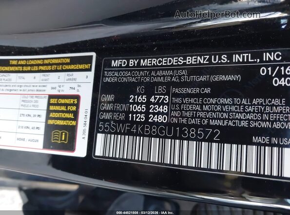 55SWF4KB8GU138572 2016 MERCEDES-BENZ C-CLASS Black Widok komory silnika