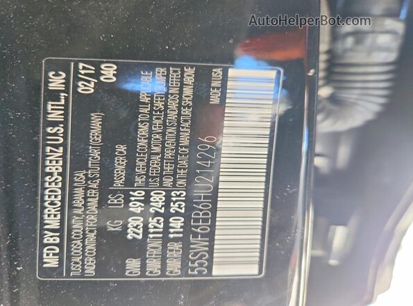 55SWF6EB6HU214296 2017 MERCEDES-BENZ C Black Vista del compartimento del motor