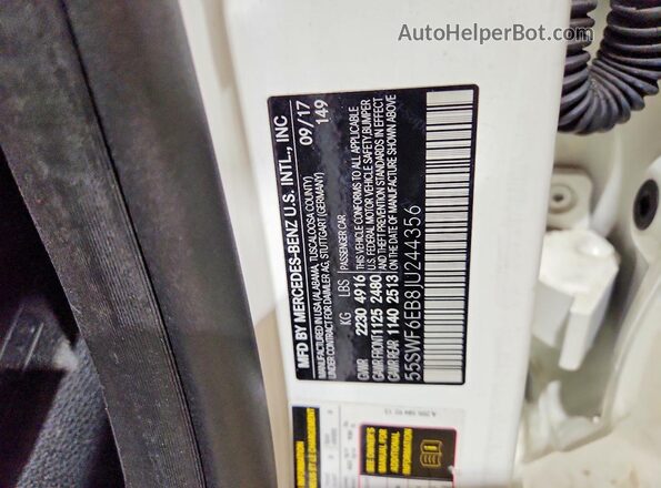 55SWF6EB8JU244356 2018 MERCEDES-BENZ C White Vista del compartimento del motor
