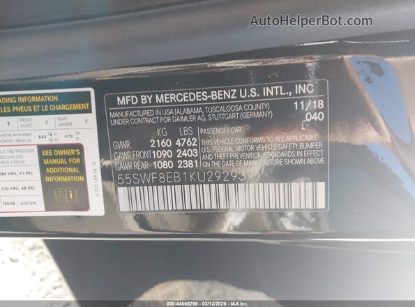 55SWF8EB1KU292939 2019 MERCEDES-BENZ C-CLASS Черный Вид подкапотного пространства