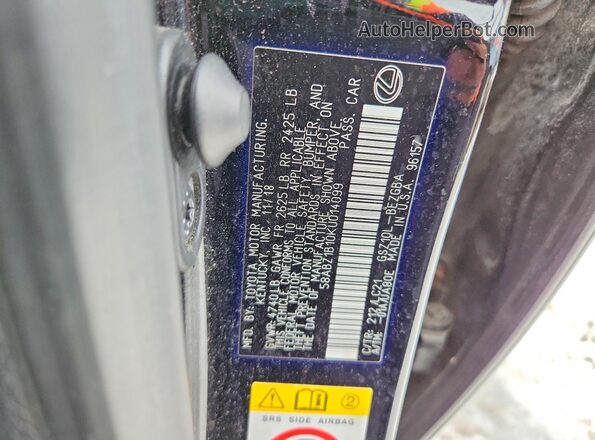 58ABZ1B10KU014099 2019 LEXUS ES Черный Вид подкапотного пространства