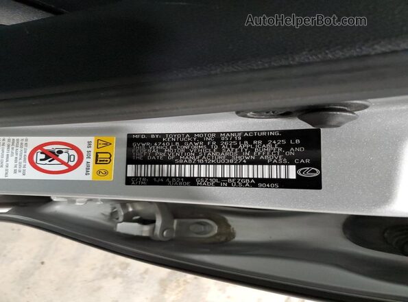 58ABZ1B12KU038274 2019 LEXUS ES Серебряный Вид подкапотного пространства