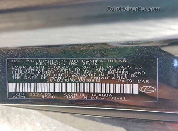 58AD21B10LU010813 2020 LEXUS ES Черный Вид подкапотного пространства