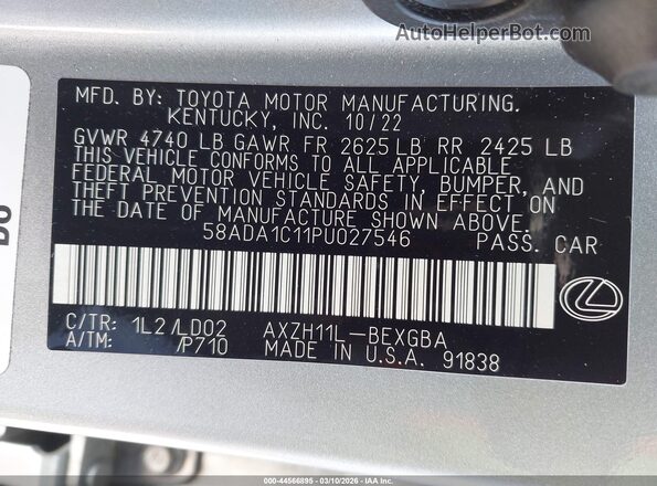 58ADA1C11PU027546 2023 LEXUS ES 300H Серебряный Вид подкапотного пространства