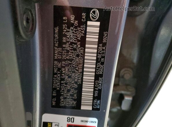 58ADZ1B11LU077383 2020 LEXUS ES Серый Вид подкапотного пространства