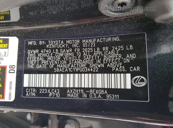 58AEA1C11PU034422 2023 LEXUS ES Черный Вид подкапотного пространства