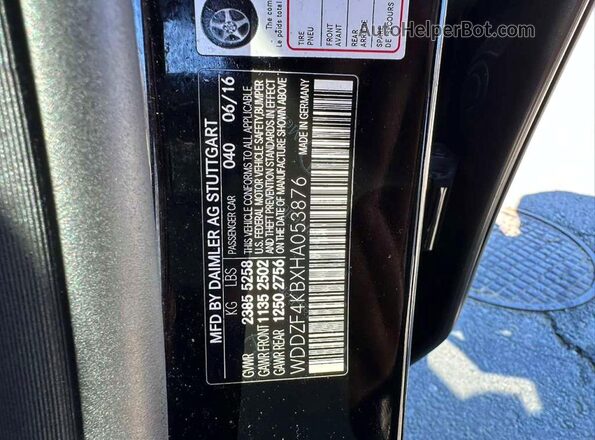 WDDZF4KBXHA053876 2017 MERCEDES-BENZ E Black უკანა სალონის ხედი