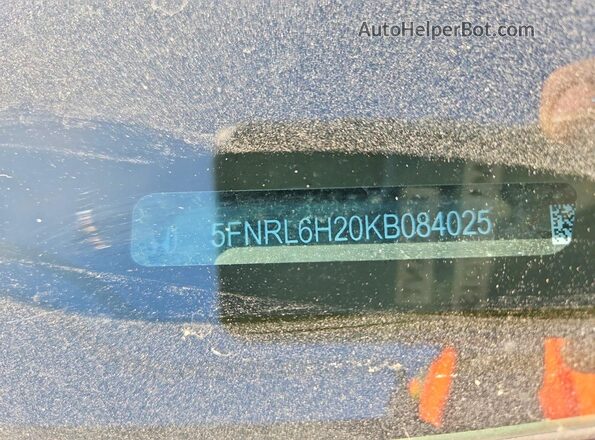 5FNRL6H20KB084025 2019 HONDA ODYSSEY Blue Панорамний вид салону 360°