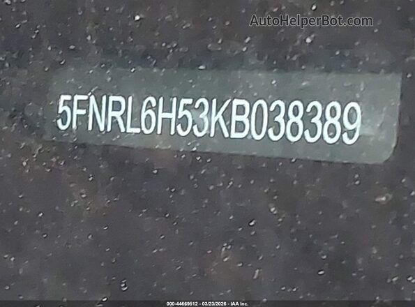 5FNRL6H53KB038389 2019 HONDA ODYSSEY Серый Вид подкапотного пространства