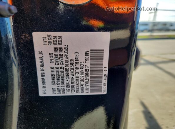 5FNRL6H5XKB058137 2019 HONDA ODYSSEY Black Vista de la etiqueta del VIN