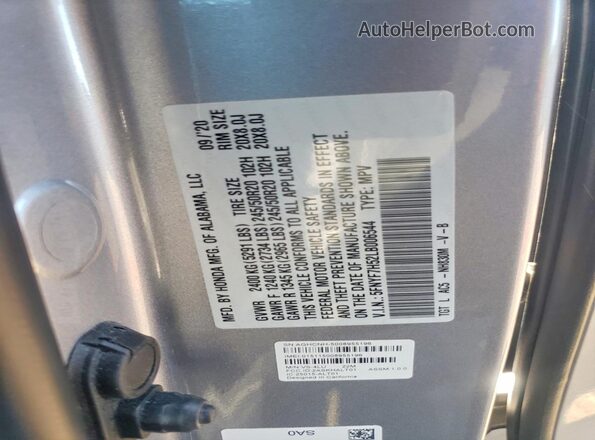 5FNYF7H52LB006544 2020 HONDA PASSPORT Silver VIN sticker view