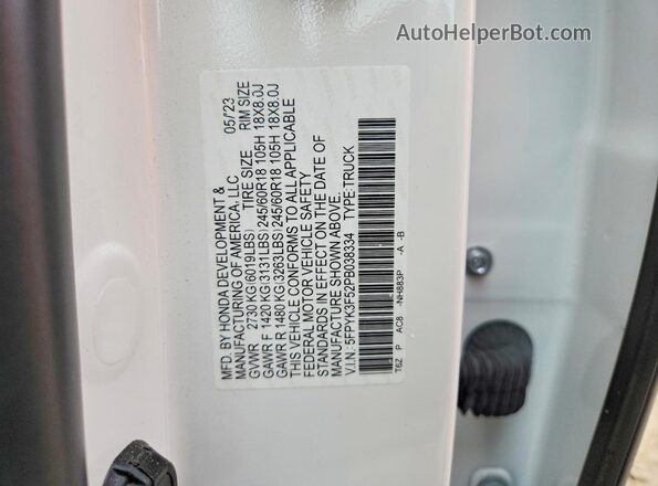 5FPYK3F52PB038334 2023 HONDA RIDGELINE Белый Вид подкапотного пространства