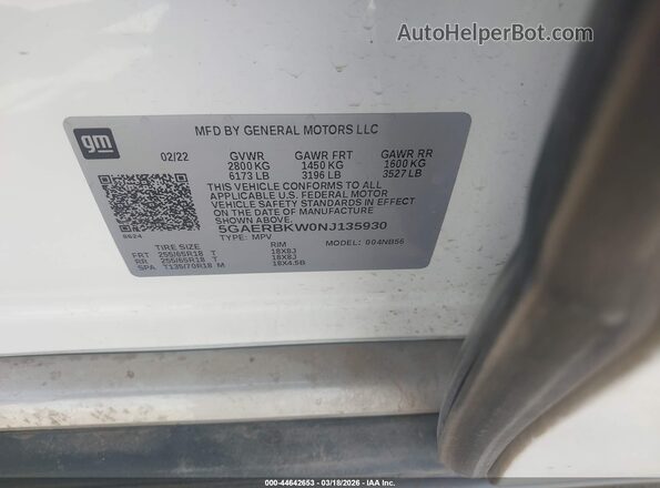 5GAERBKW0NJ135930 2022 BUICK ENCLAVE Белый Вид подкапотного пространства