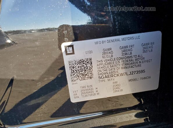5GAERCKW7LJ273595 2020 BUICK ENCLAVE Черный Вид подкапотного пространства