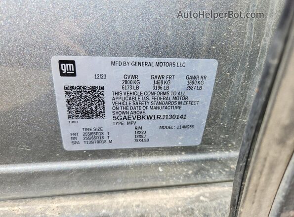 5GAEVBKW1RJ130141 2024 BUICK ENCLAVE Серебряный Вид наклейки с VIN-кодом