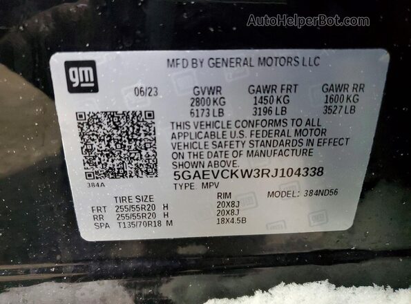 5GAEVCKW3RJ104338 2024 BUICK ENCLAVE Black Вид наклейки з VIN-кодом