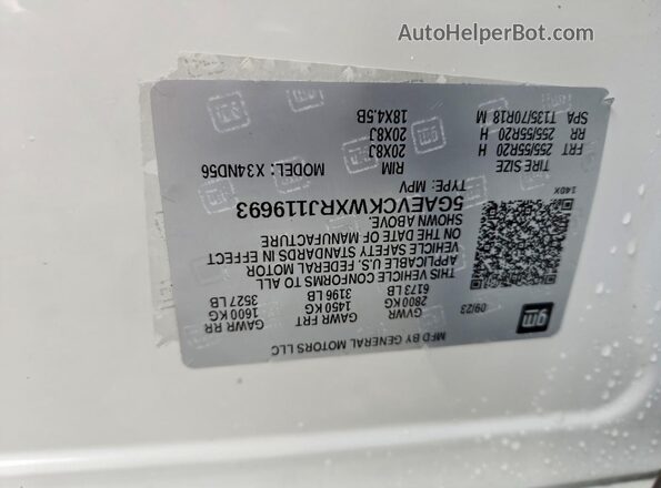 5GAEVCKWXRJ119693 2024 BUICK ENCLAVE White Vista de la etiqueta del VIN
