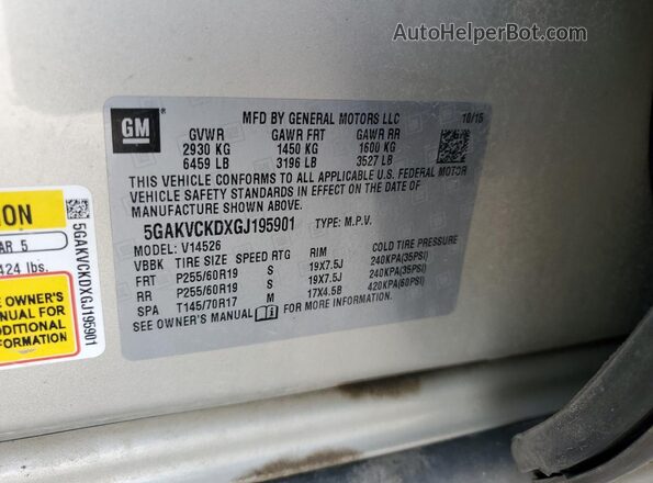 5GAKVCKDXGJ195901 2016 BUICK ENCLAVE Золотой Вид подкапотного пространства