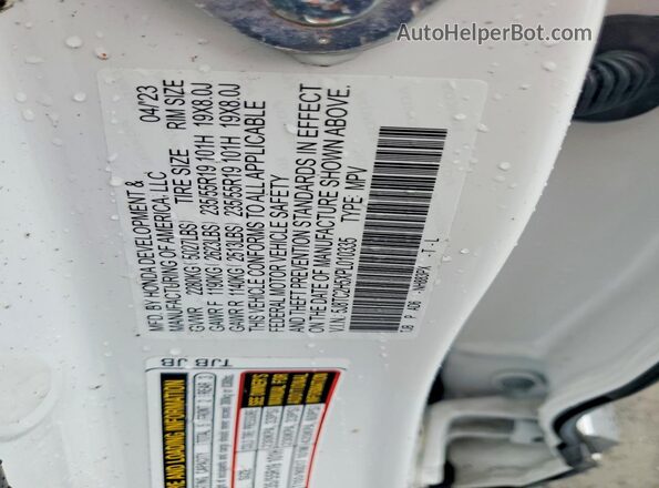 5J8TC2H5XPL010335 2023 ACURA RDX Белый Вид наклейки с VIN-кодом