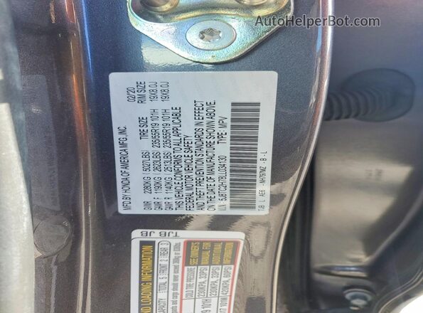 5J8TC2H78LL034130 2020 ACURA RDX Charcoal Вид наклейки з VIN-кодом
