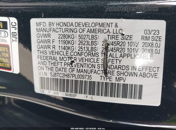 5J8TC2H87PL009735 2023 ACURA RDX Black Вид підкапотного простору